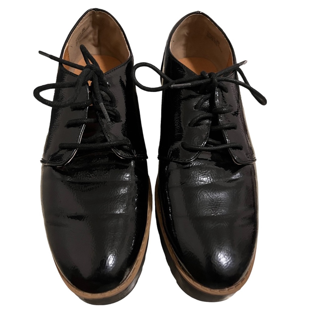 Black Platform Loafers Lace-Up